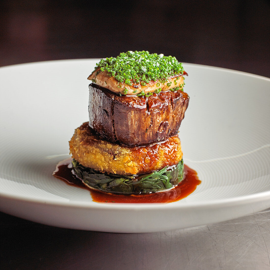 Beef tournedos rossini with goose liver