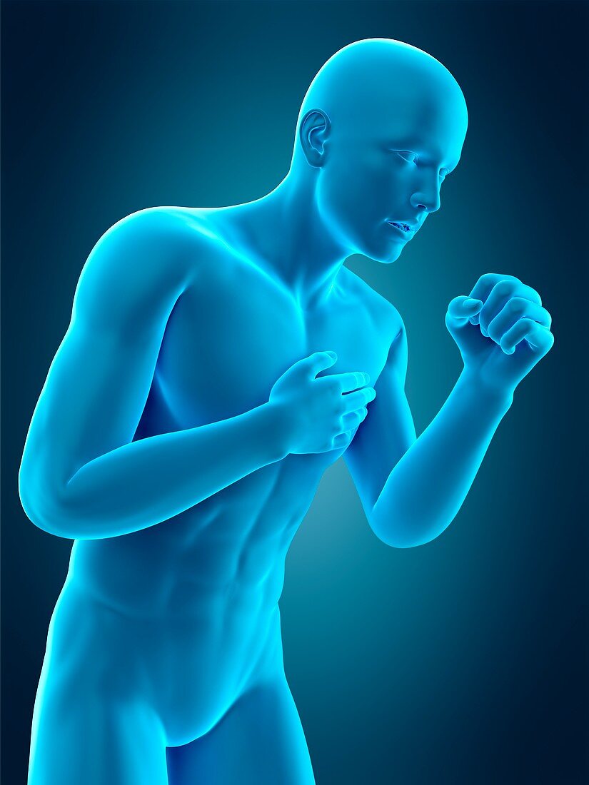 Person coughing, illustration