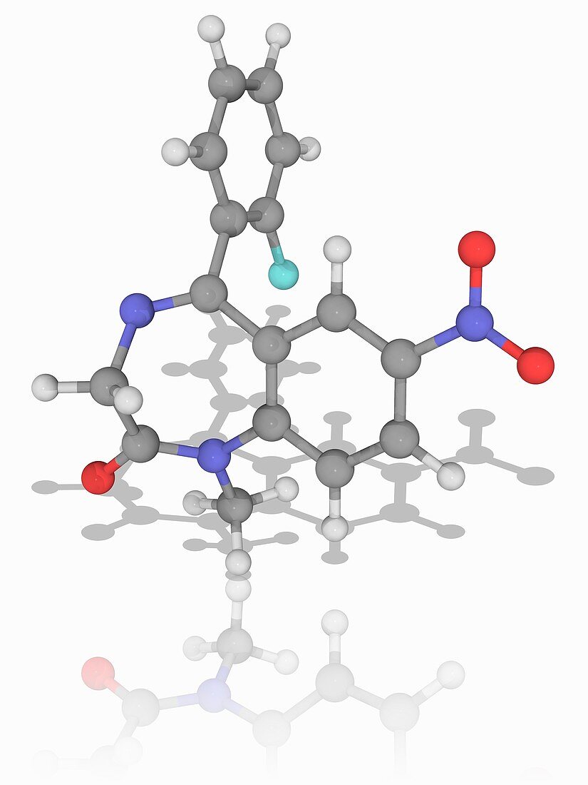Flunitrazepam (Rohypnol) drug molecule