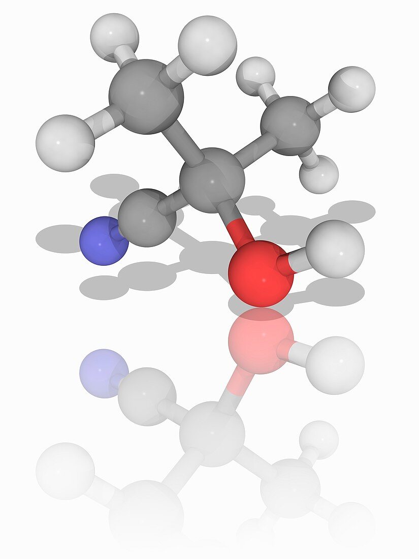 Acetone cyanohydrin organic compound molecule