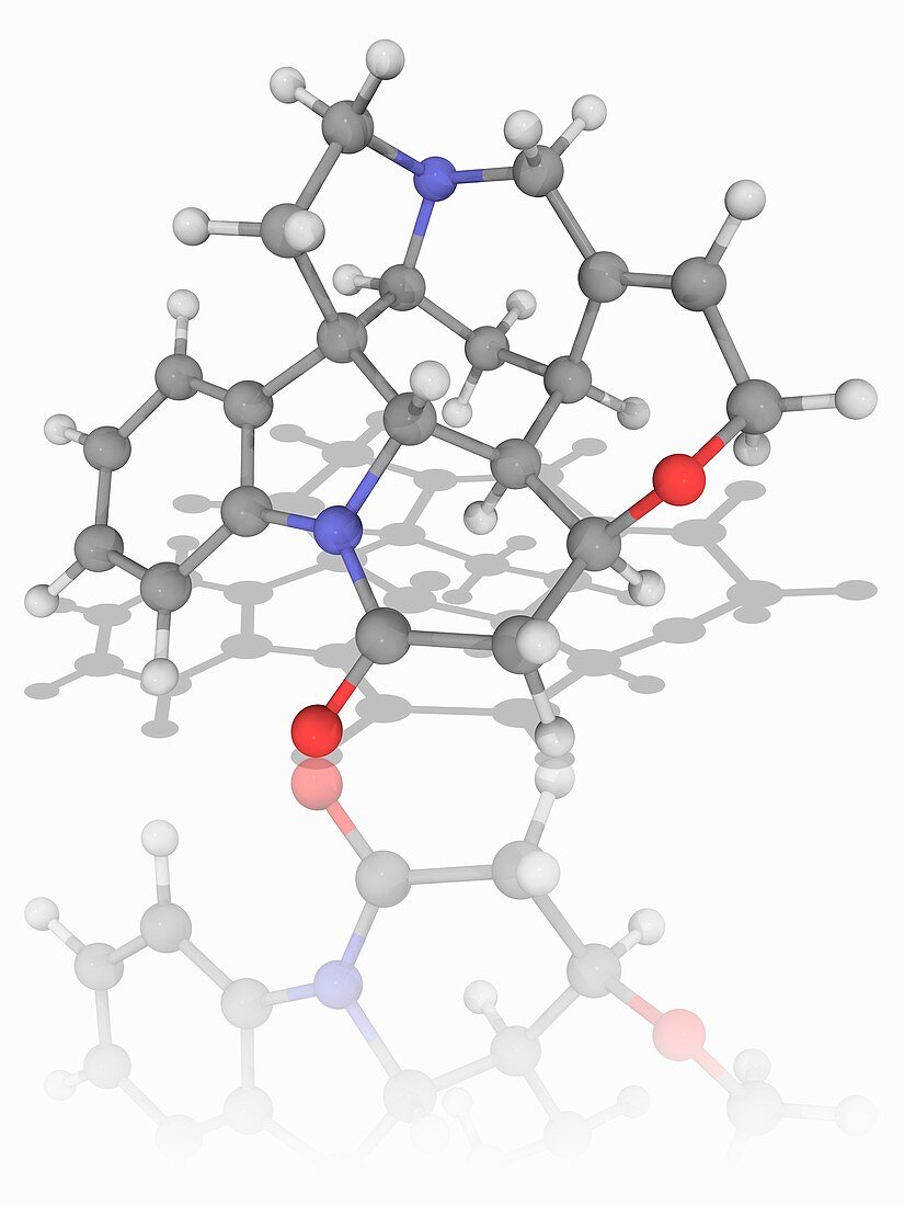 Strychnine organic compound molecule