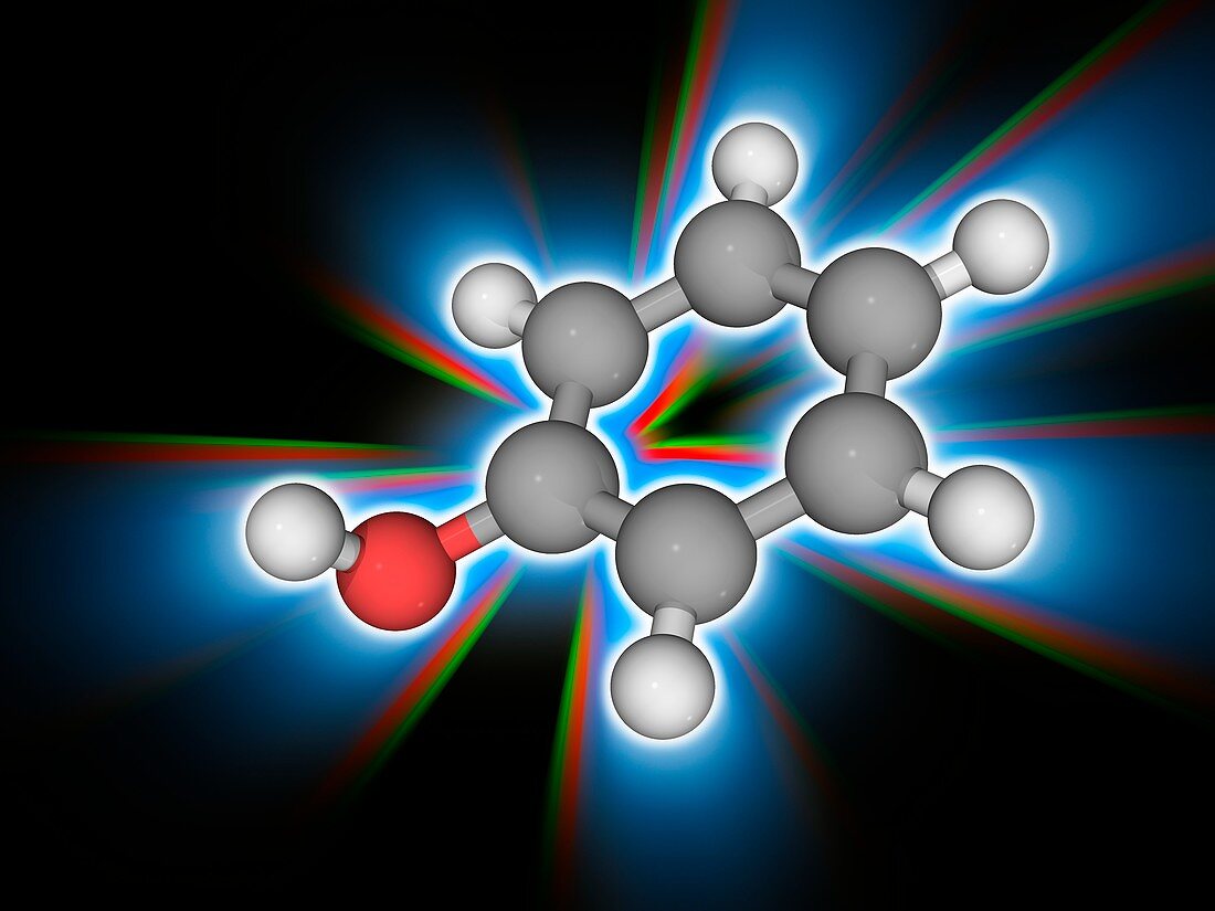 Phenol (carbolic acid) organic compound molecule