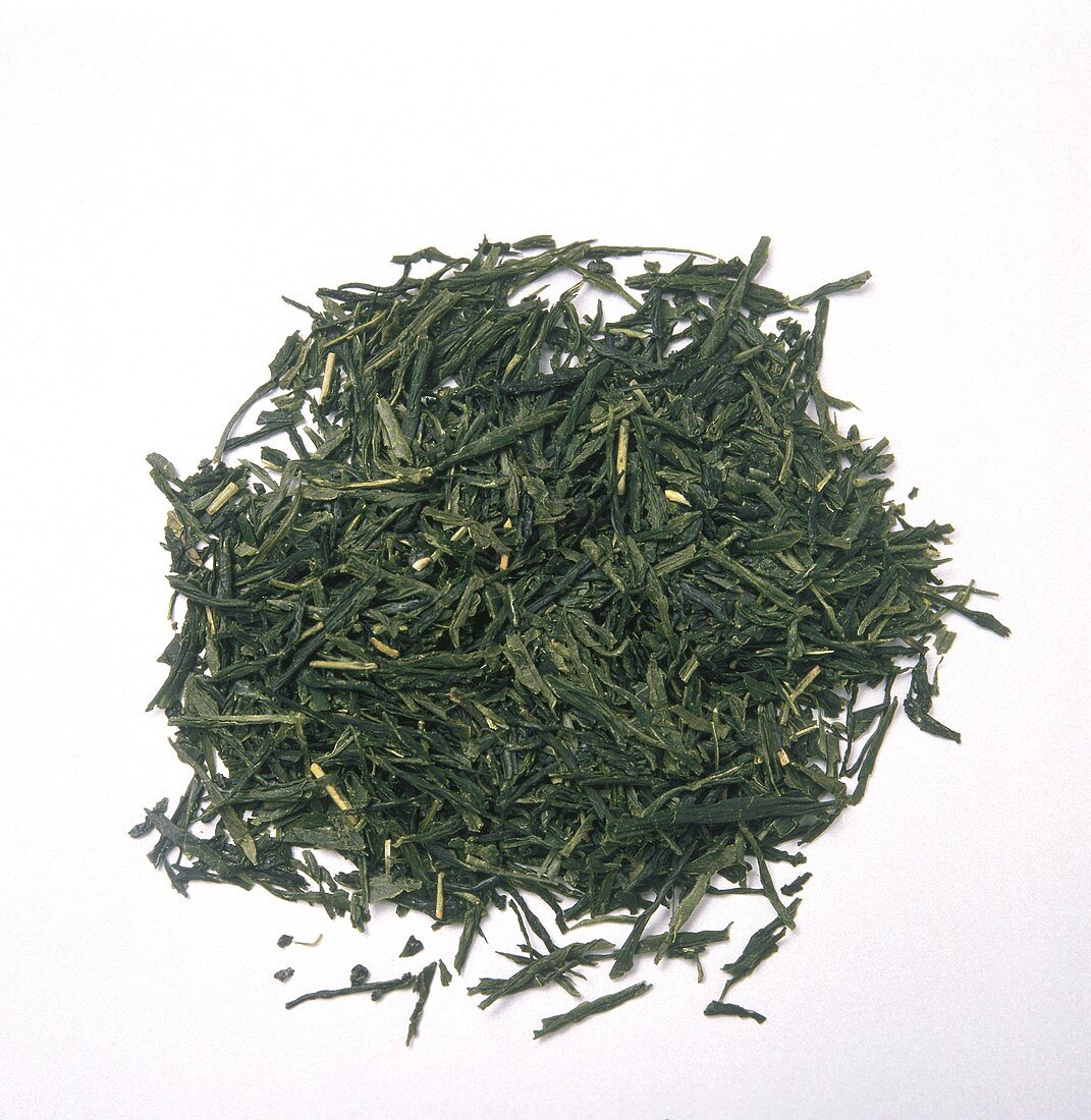 Sencha-Teeblätter (japanischer grüner Tee)