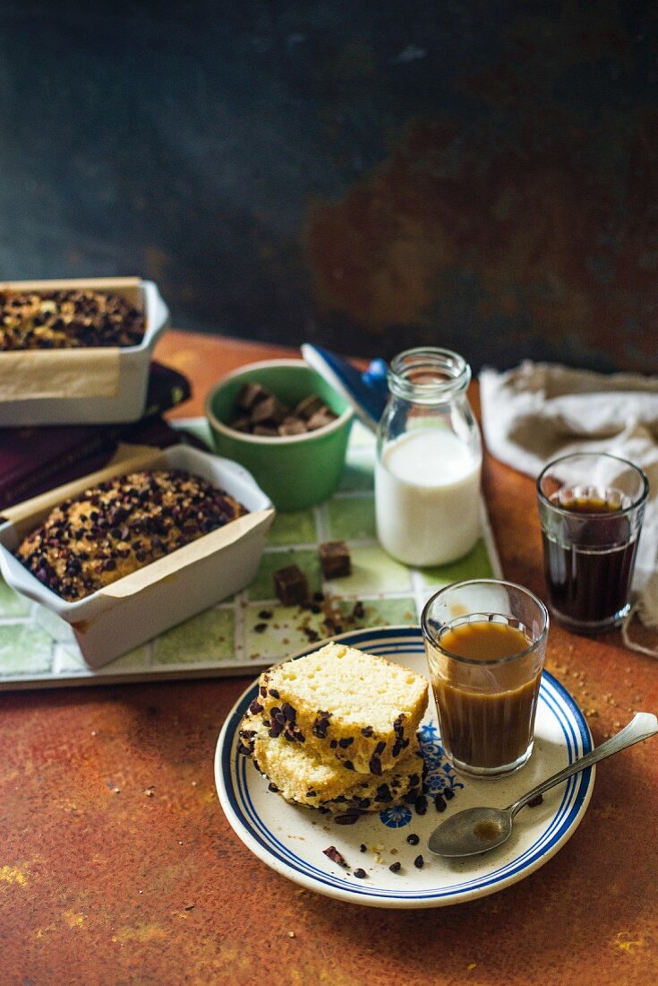 White chocolate cacao nib cake