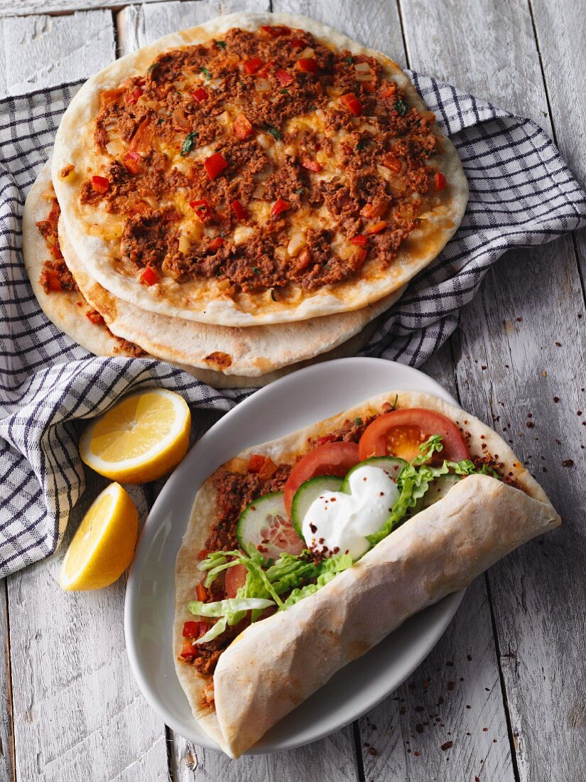 Turkish pizza (lahmacun)