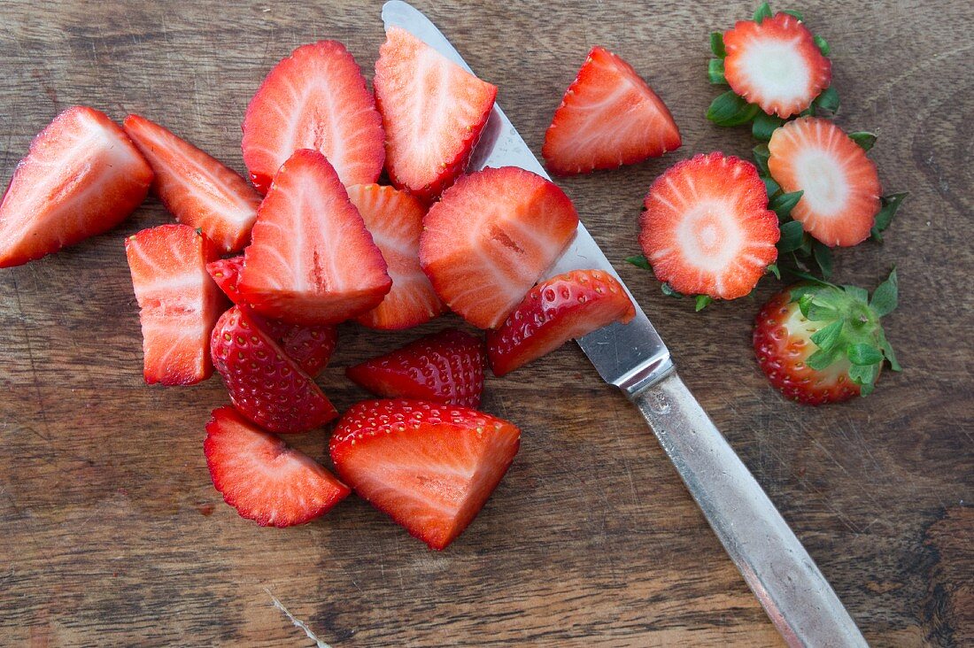 Kleingeschnittene Erdbeeren
