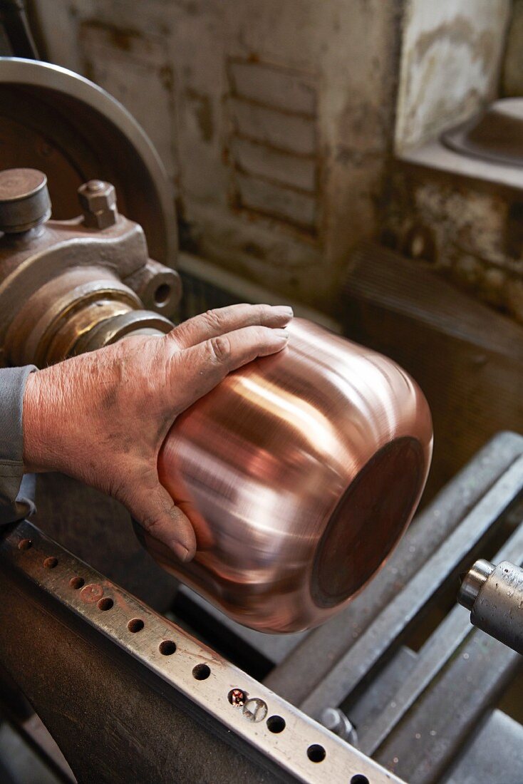 Copper processing at the Kupfermanufaktur Weyersberg copper factory in Baden-Württemberg, Germany