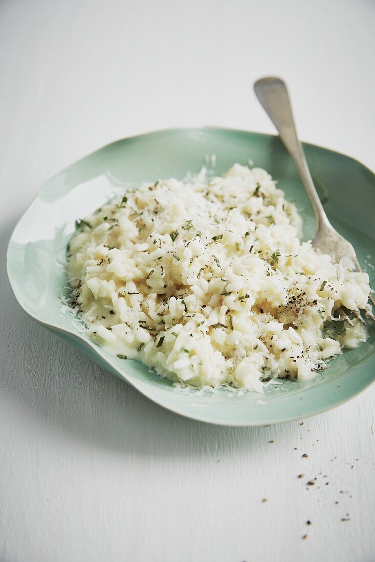 Classic risotto with white wine and herbs