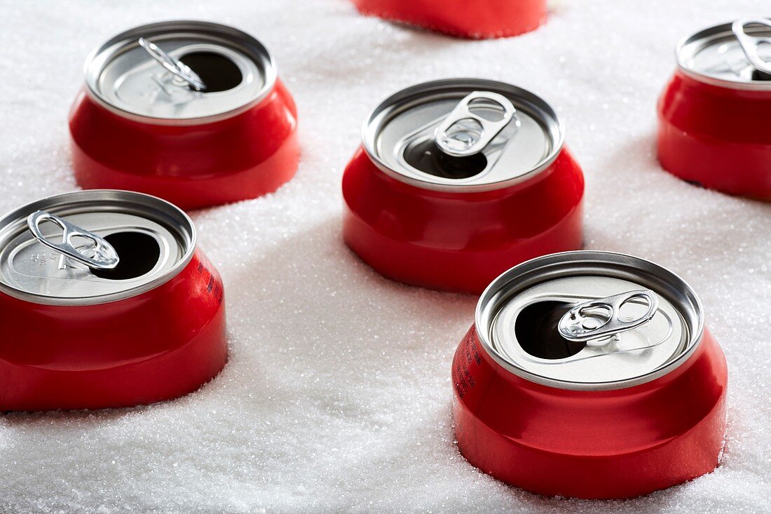 Drinks cans in sugar
