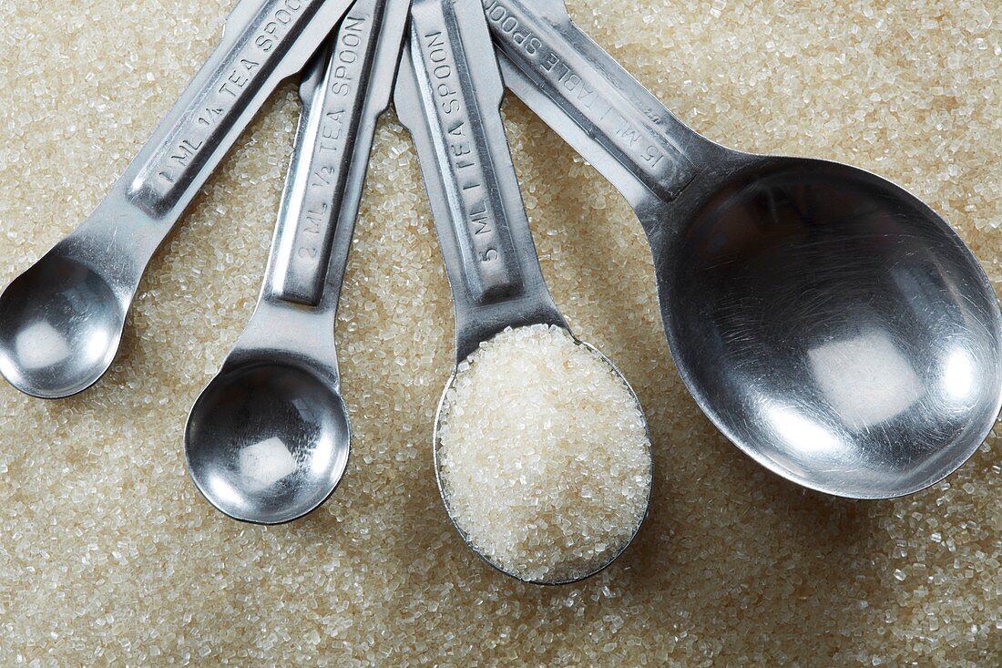 Measuring spoons with sugar