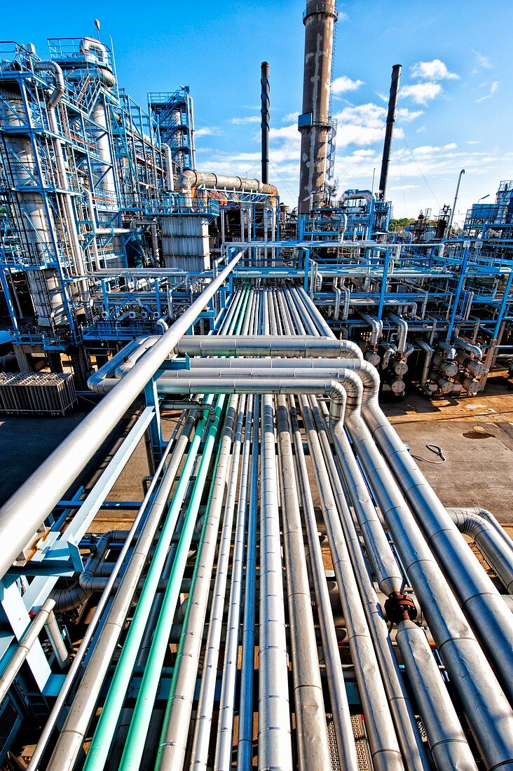 Pipelines at oil and gas refinery