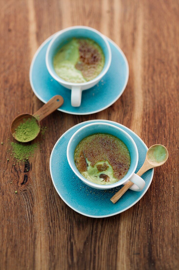 Green tea creme brulee