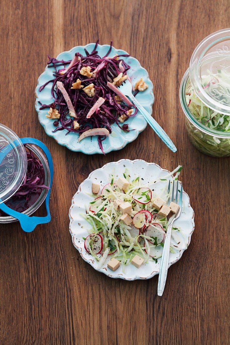 Red cabbage and kimchi salad