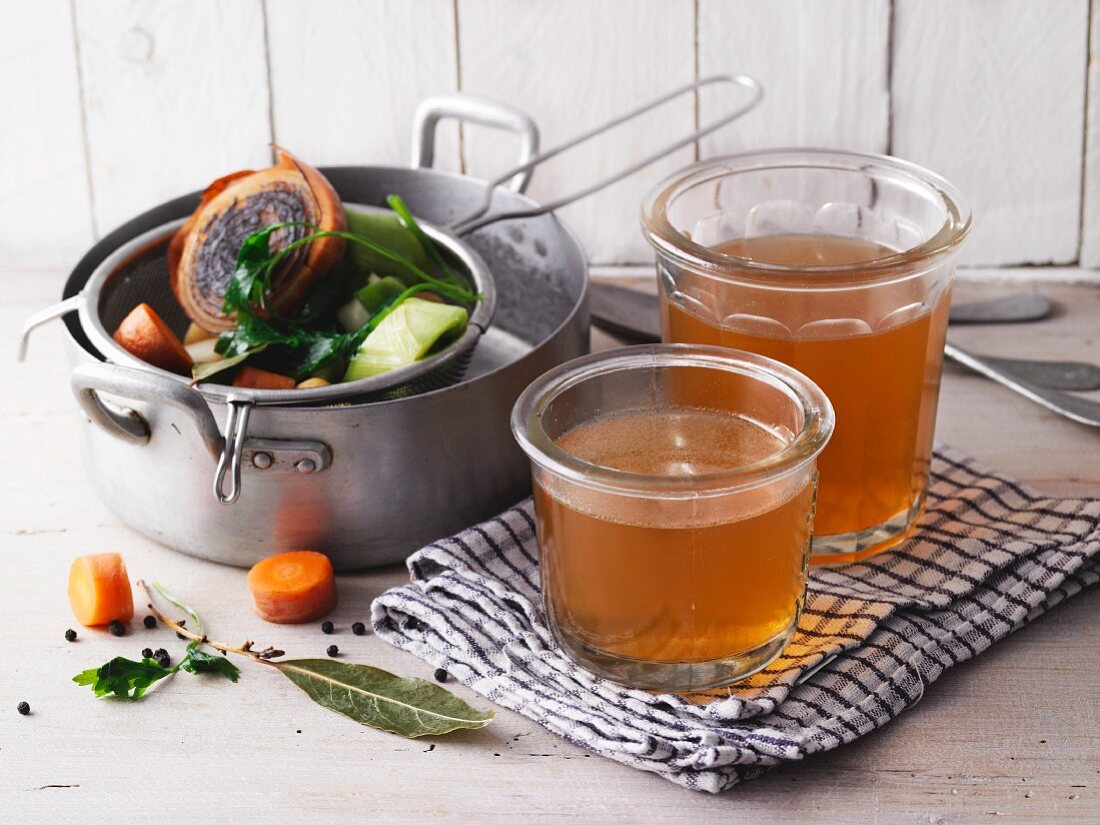 Vegetable stock in storage jars