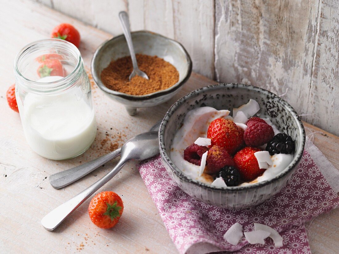 Coconut yoghurt with fresh berries