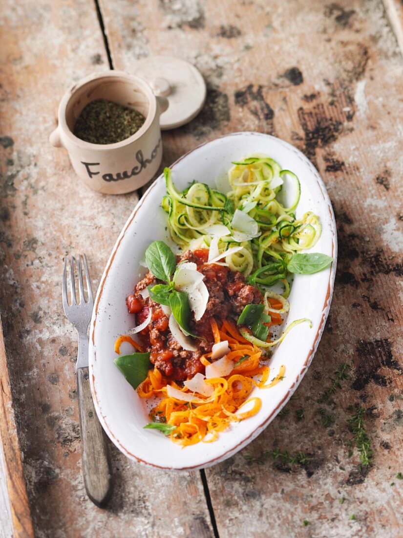 No-carb vegetable noodles with quick and easy tartare bolognese