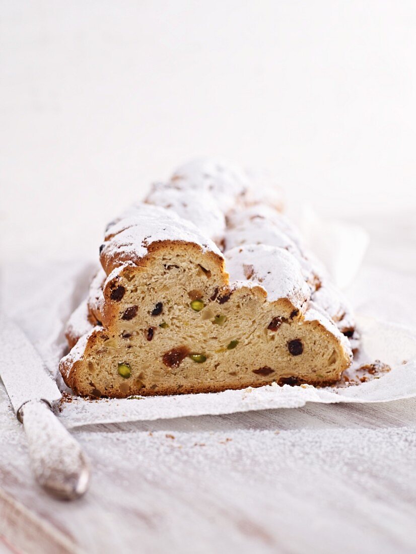 Stollen, partly sliced