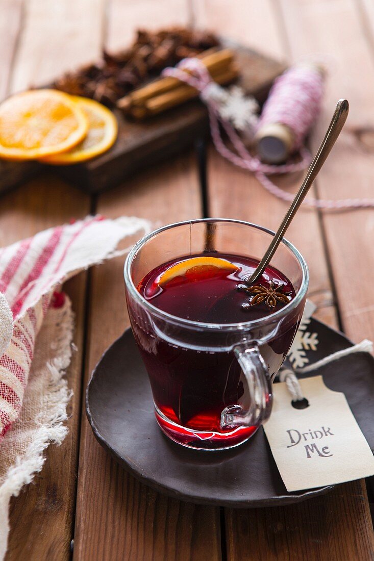 Mulled wine in a mug