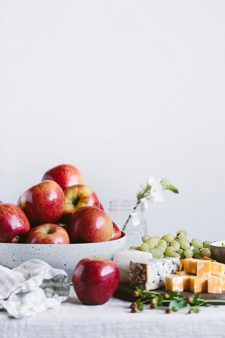Apples and cheese board