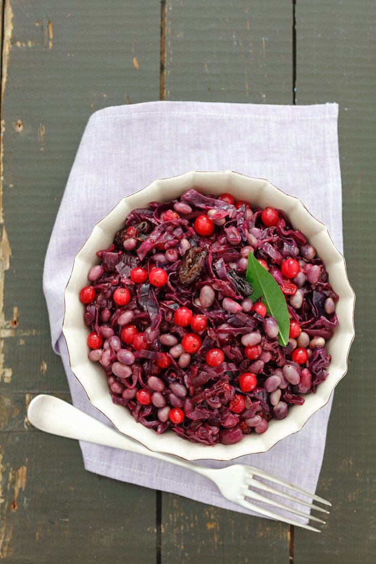 Braised red cabbage with soya and cranberries