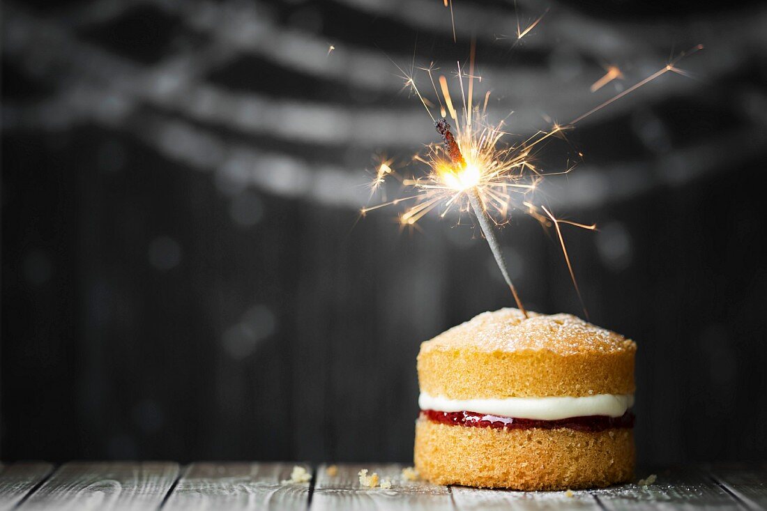 Mini cake with celebration sparkler
