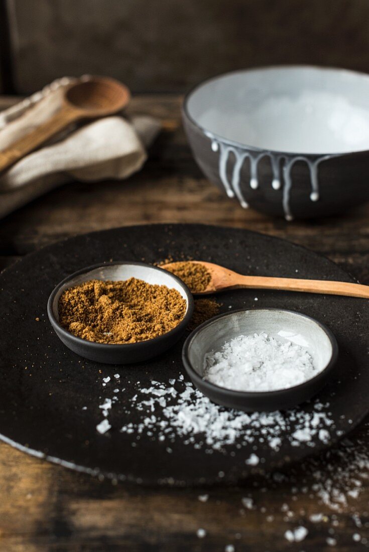 Ingredients for coconut and caramel sauce