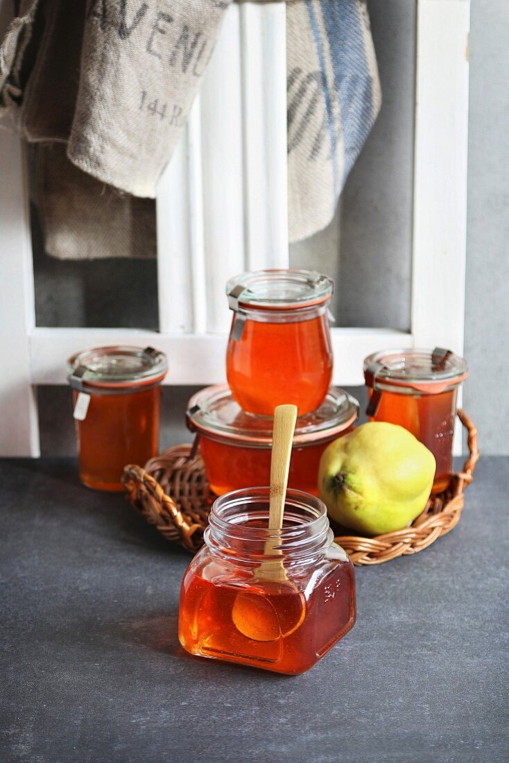 Quince jelly in a jar