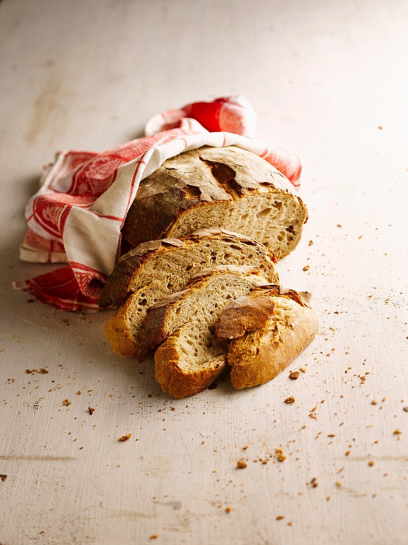 Stone baked bread, sliced