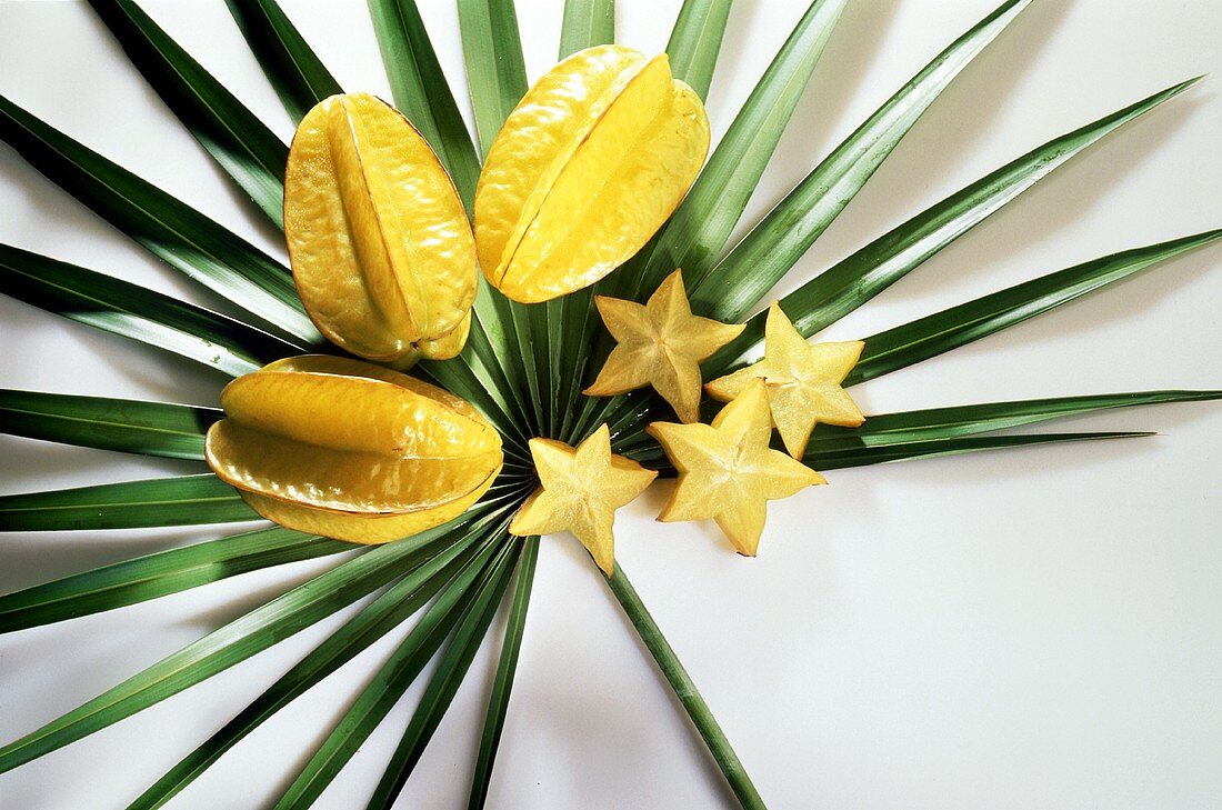 Three Whole Star Fruit with Slices