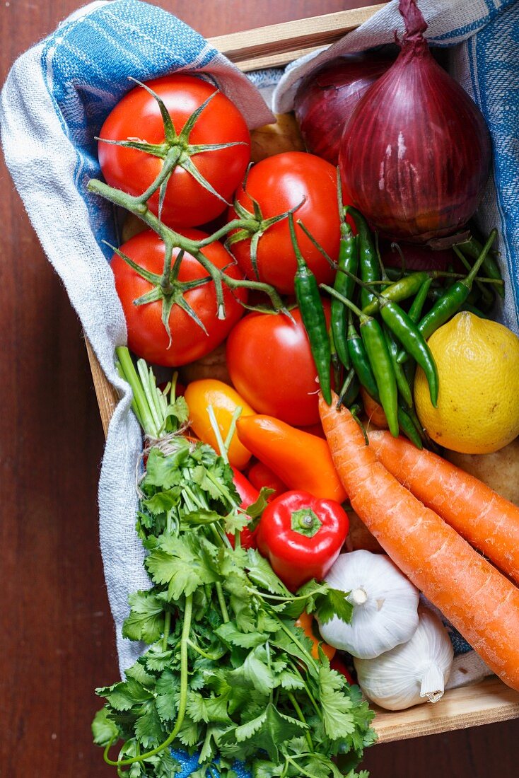 Fresh vegetables in a crate