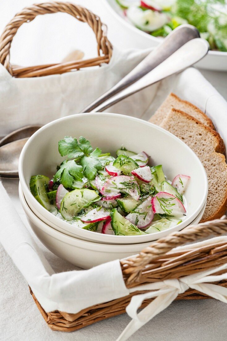 Salad with radishes and cucumbers