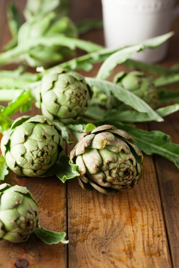 Globe Artichokes on Table