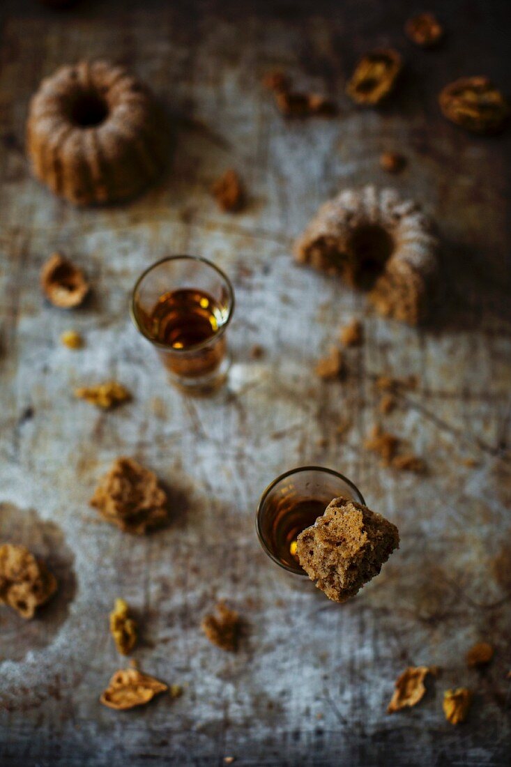 Subtly delicious plain cake with chestnut flour, especially nice with walnuts