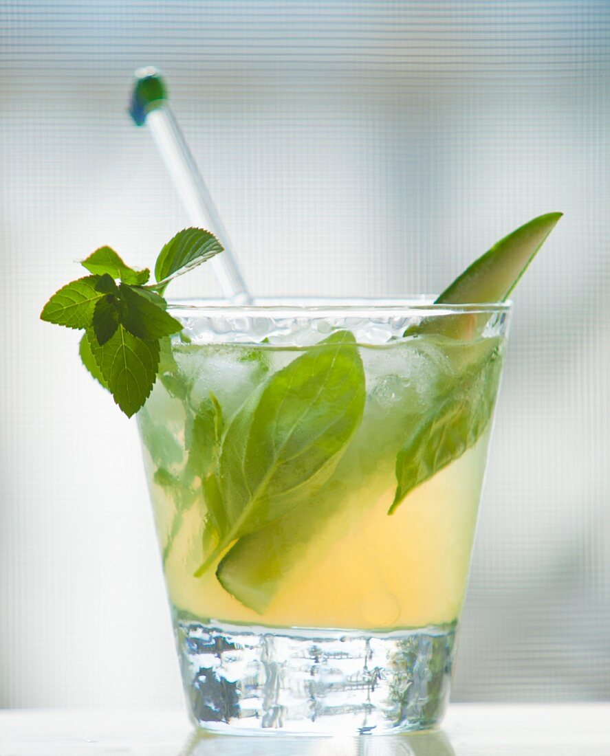 Herb infused rum-vodka cocktail