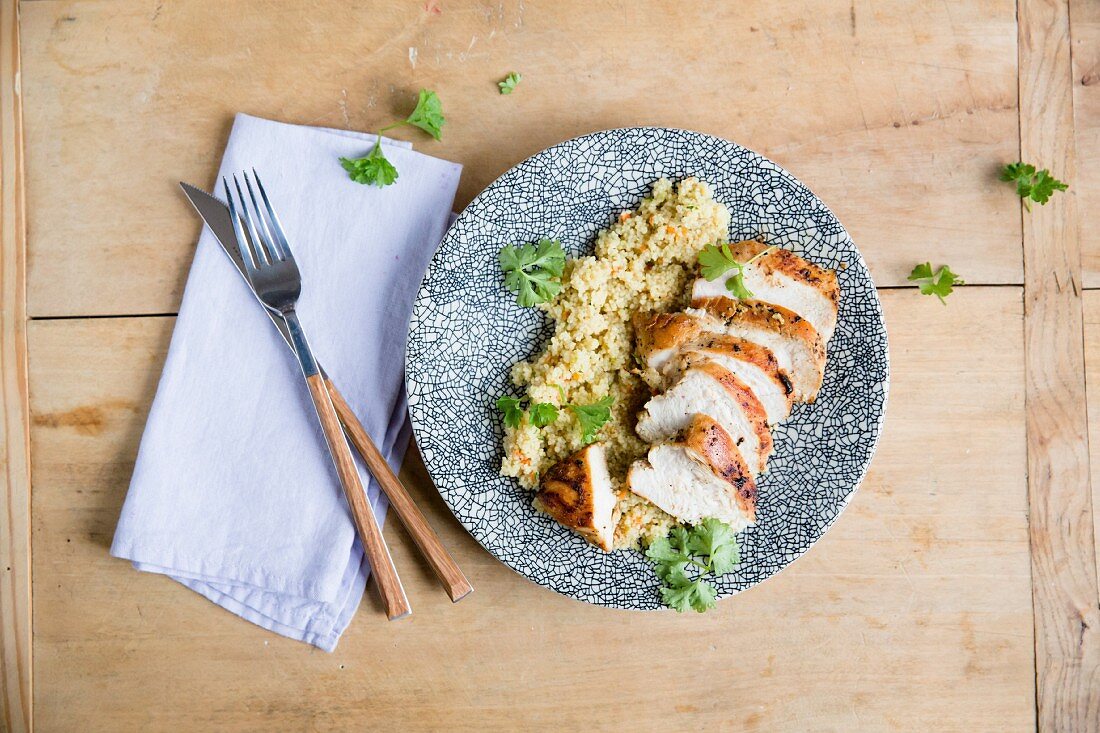 Marinated chicken with couscous