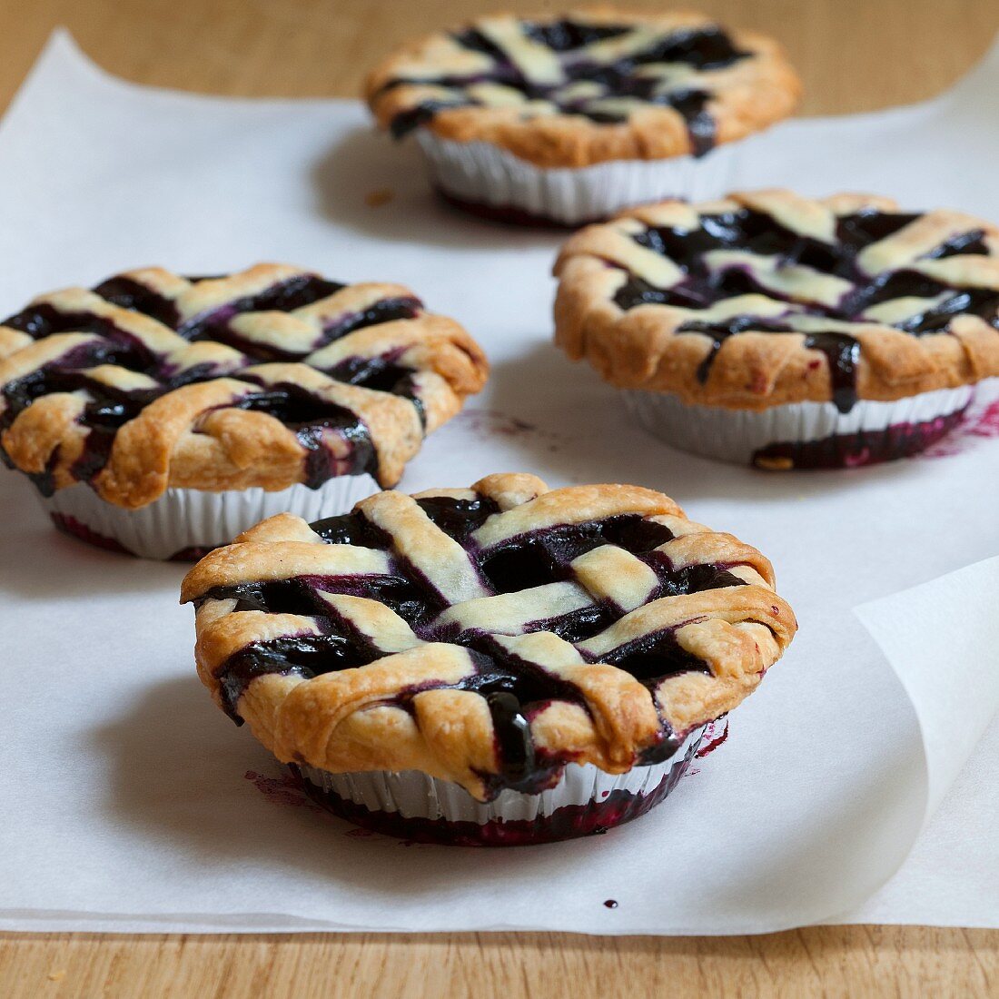 Blueberry pies with dough lattice