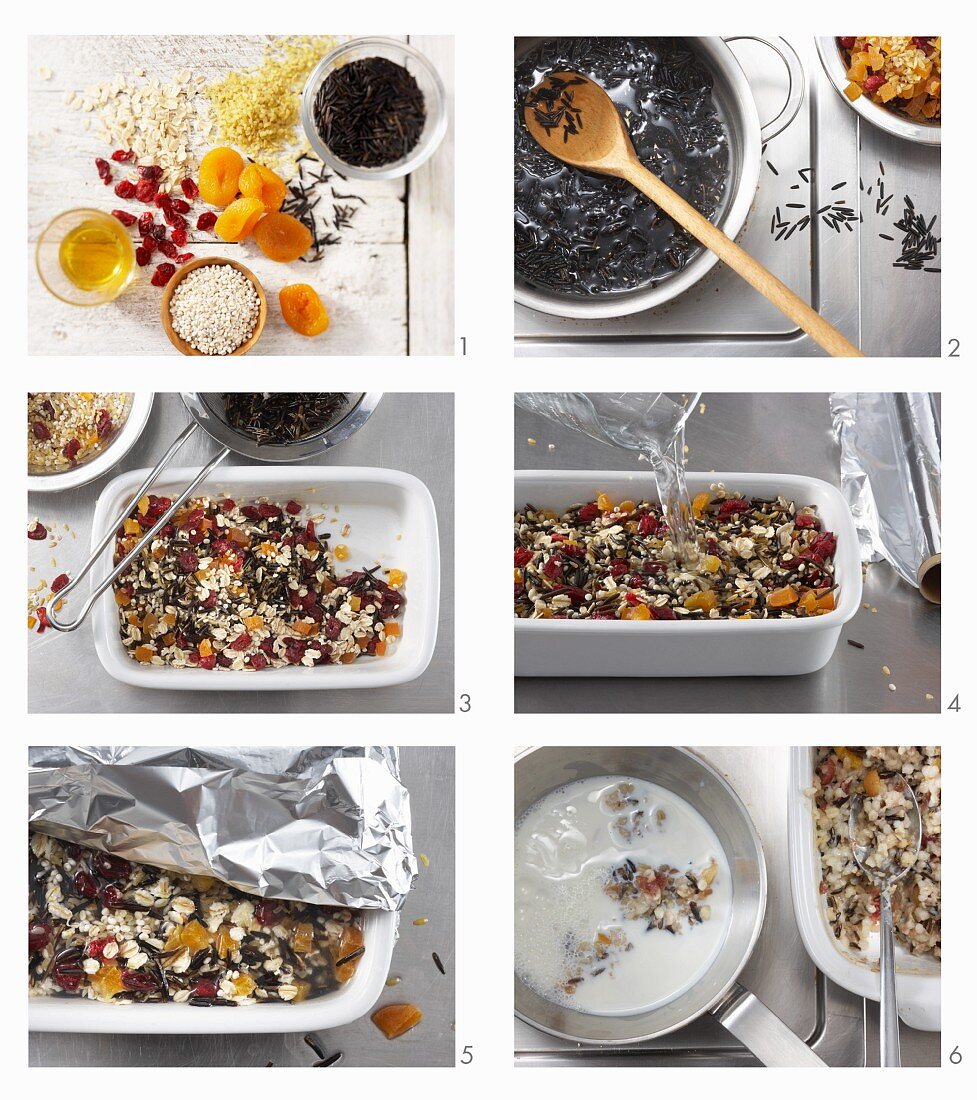 How to make wild rice porridge with oats, bulgur wheat and pearl barley