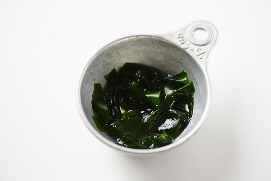 Wakame Seaweed after it has been hydrated in water for a few mintues