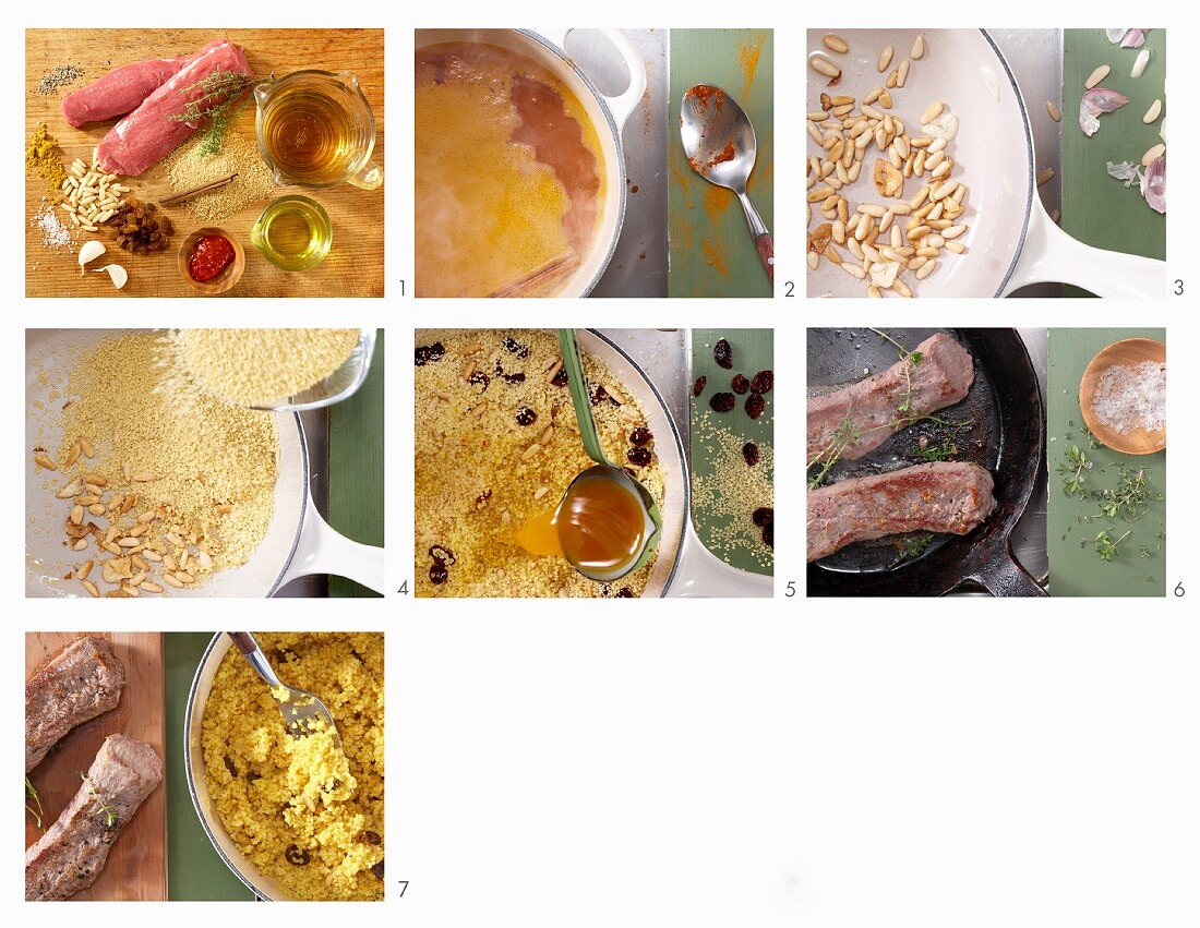 Lammfilet und Couscous zubereiten