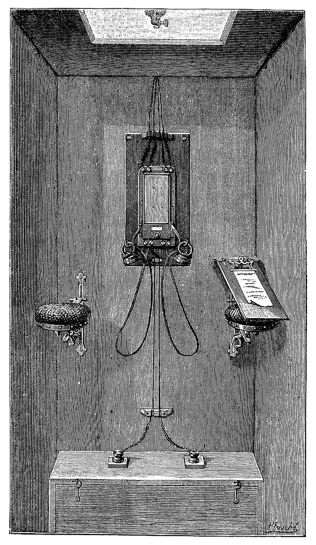 Arsonval telephone station, 19th century