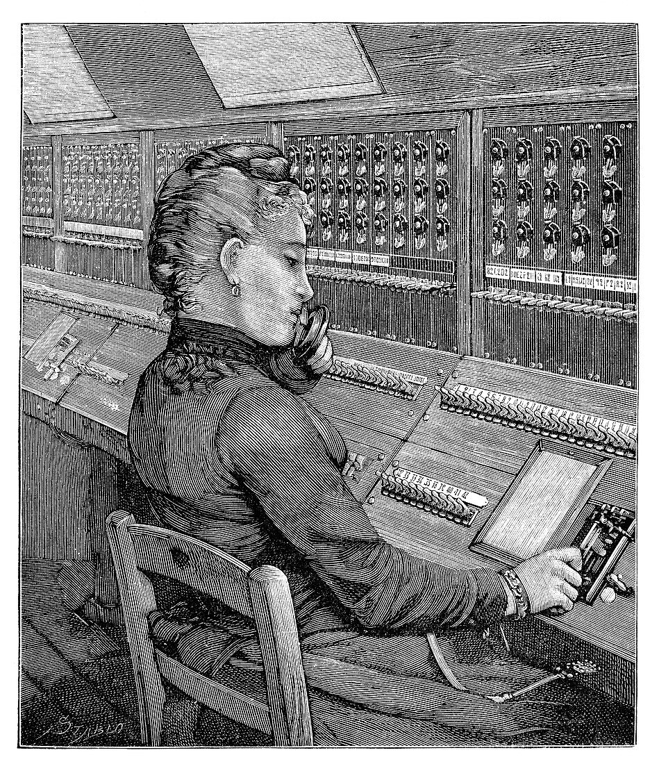 Telephone operator, 19th century
