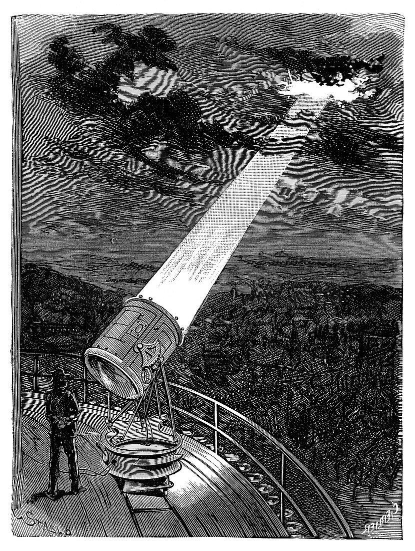 Searchlight on Eiffel Tower, 19th century