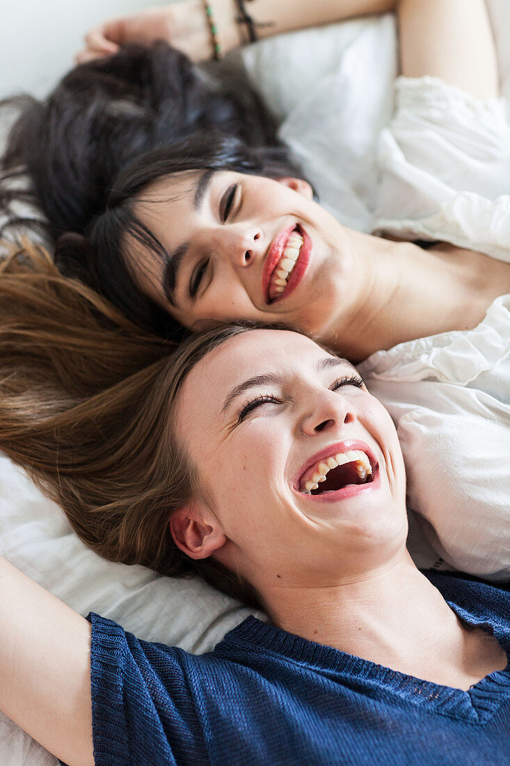 Young women laughing