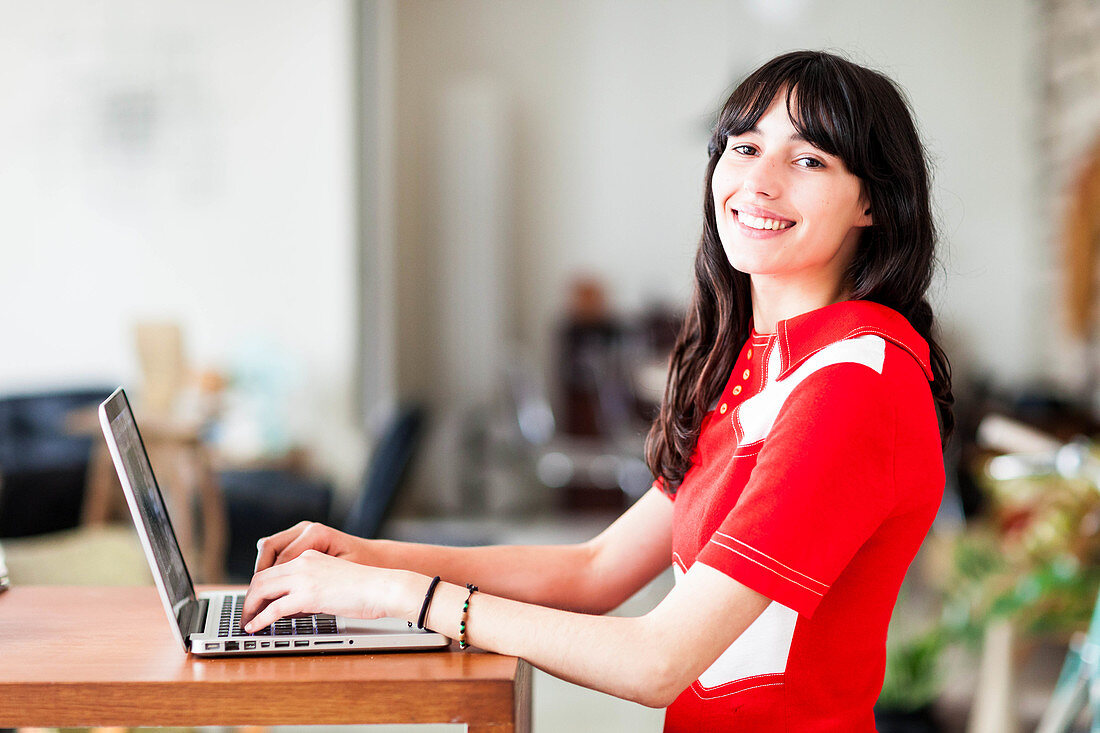 Woman using a laptop