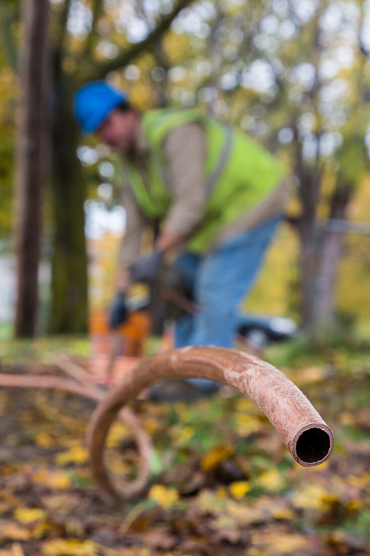 Water pipe replacement, Michigan, USA
