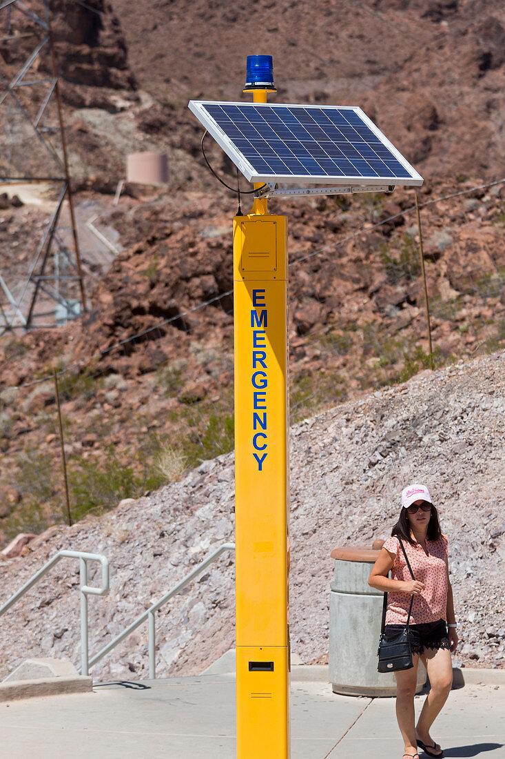 Solar-powered emergency call box, USA