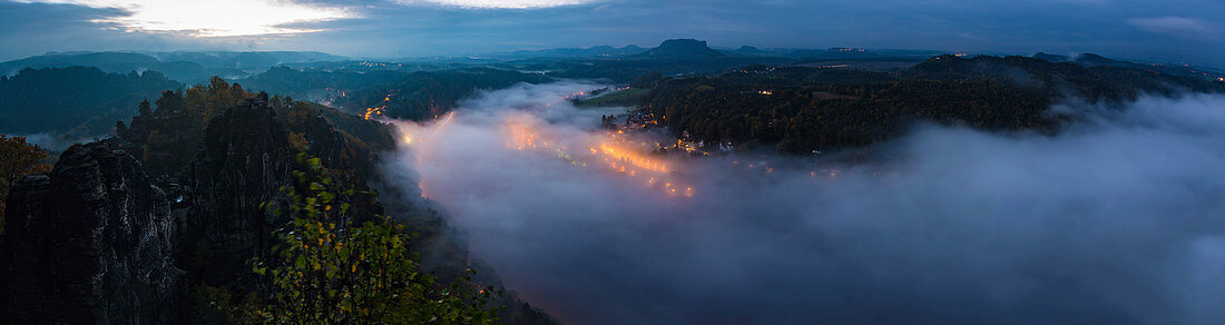Mist over Pirna, Saxony, Germany