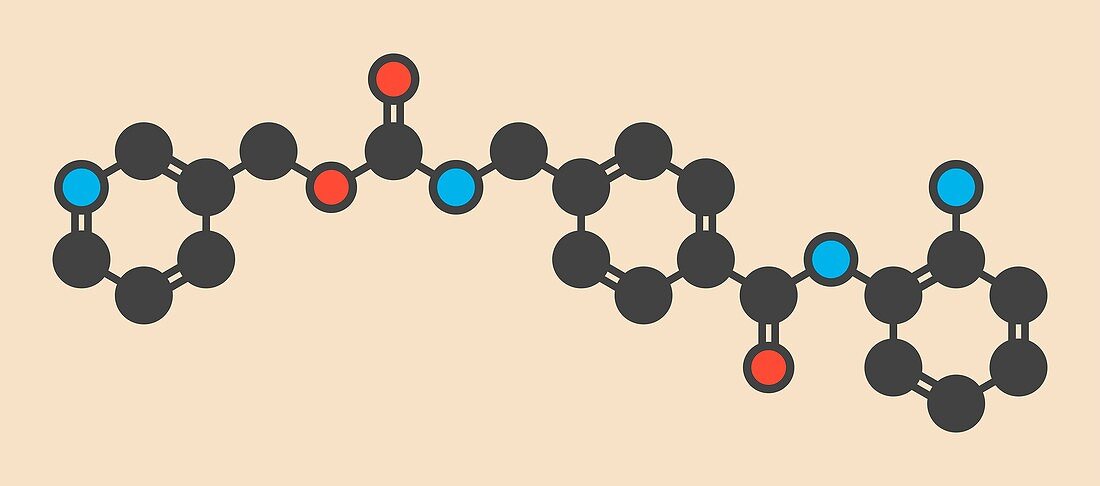 Entinostat cancer drug molecule, illustration