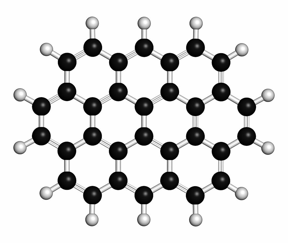 Ovalene hydrocarbon molecule, illustration
