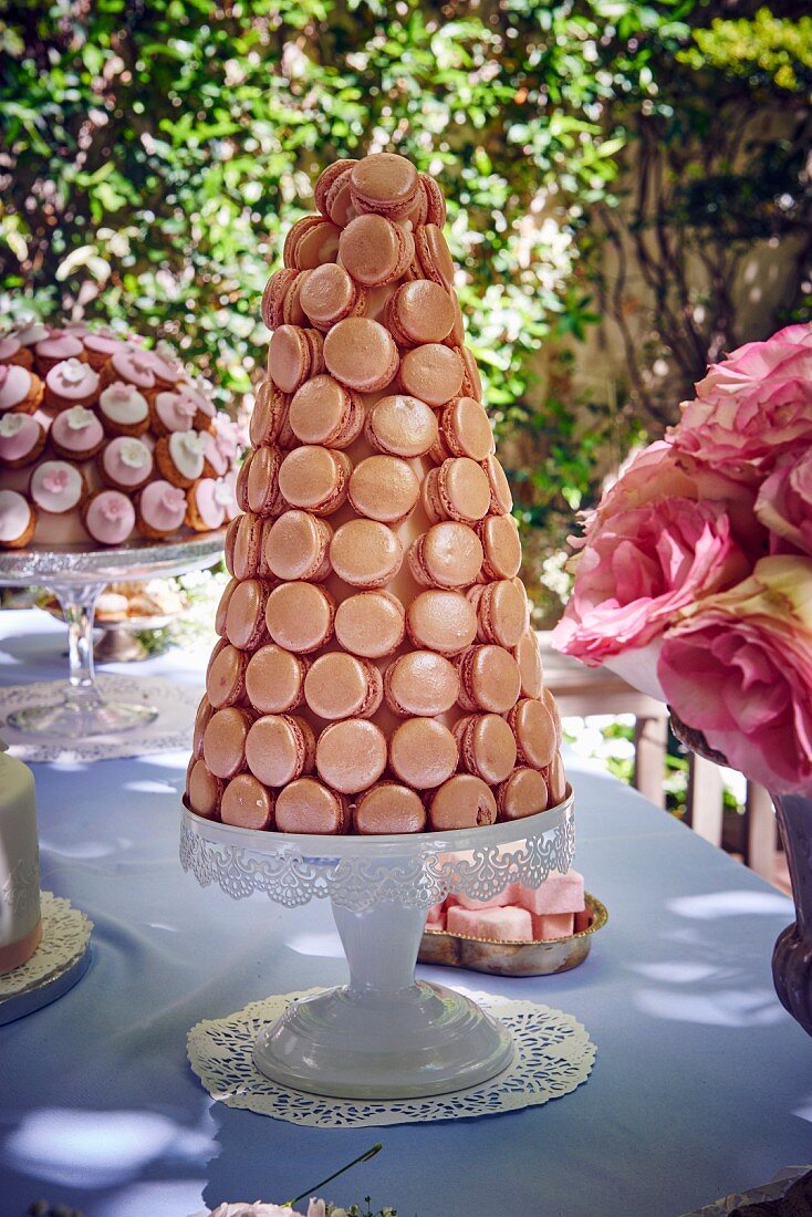 Festive macaron pyramid